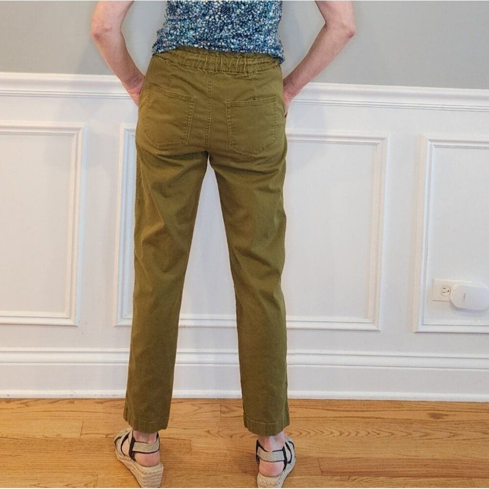 LOFT Paper Bag Drawstring Cotton Twill Joggers Small Olive Green - Picture 4 of 10
